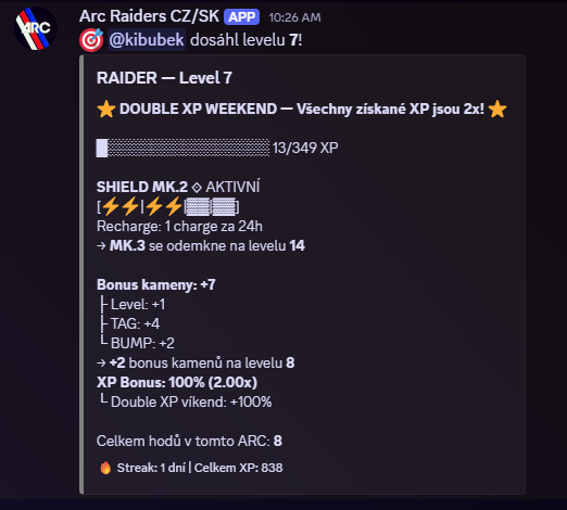 Level up a bonusový progres v ARC Huntingu