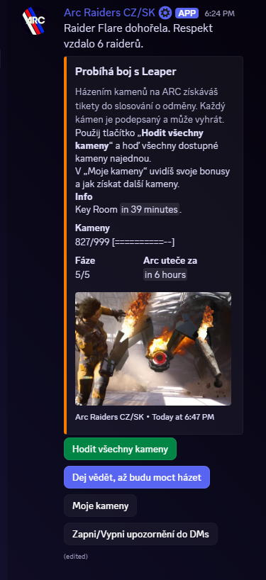 Arc Raiders CZ/SK Discord bot – denní soutěže